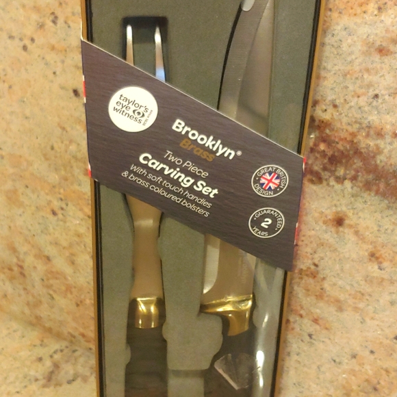 Two Piece Carving Set by Brooklyn Brass, 6.5" Carving Fork, 8" Carving Knife - Picture 2 of 13